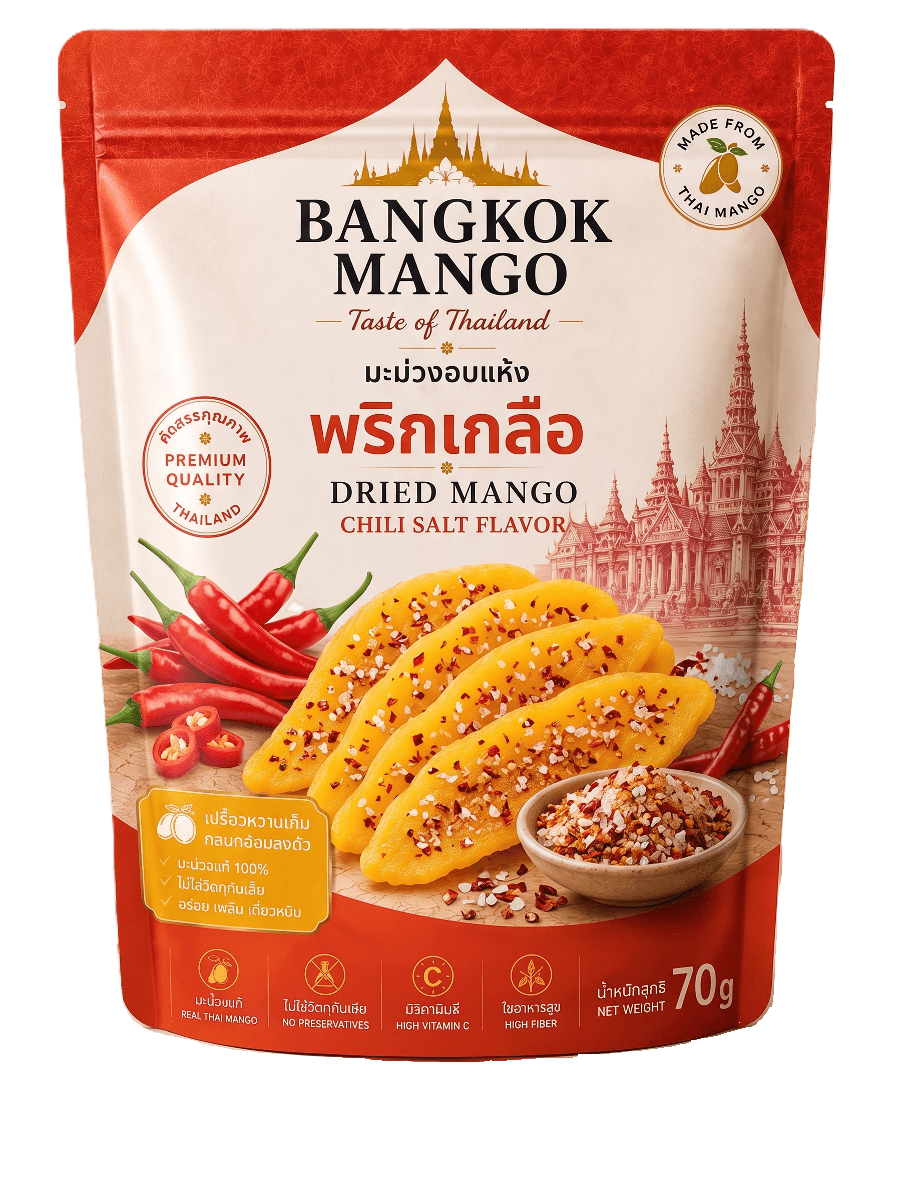 Bangkok Mango Chili Salt flavor dried mango pouch
