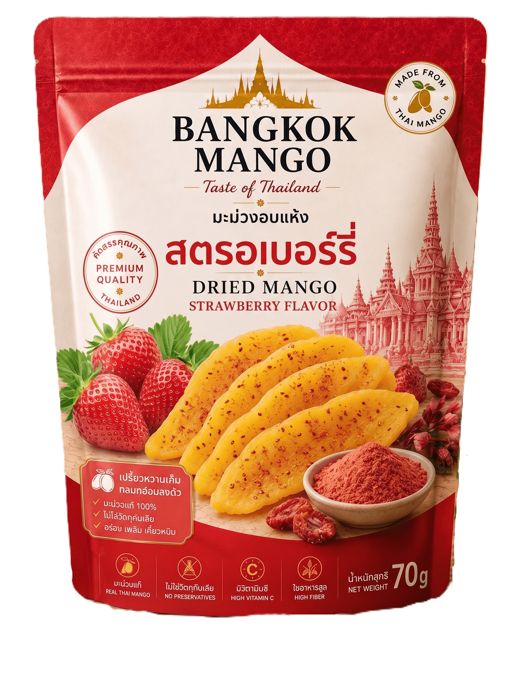 Bangkok Mango Strawberry flavor dried mango pouch